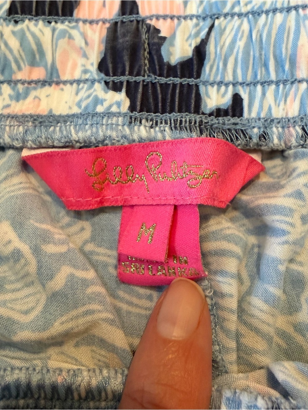 Lilly Pulitzer Katia Shorts Drawstring Floral Navy Pink Medium Preppy - Picture 2 of 6